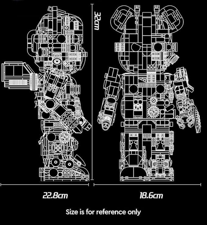Mecha Bear Building Block Kit, Mechanical Violent Bear Display Art Toy Model,Creative Collectible Gift for Adults & Kids(1961 Pieces)