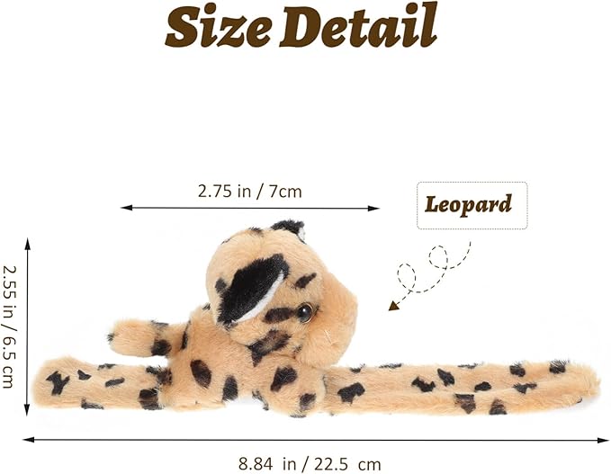 Abaodam Animal Slap Bracelet Leopard Slap Bracelet Plush Stuffed Animal Hugger Snap Wrist Band for Kids Birthday Party Gifts