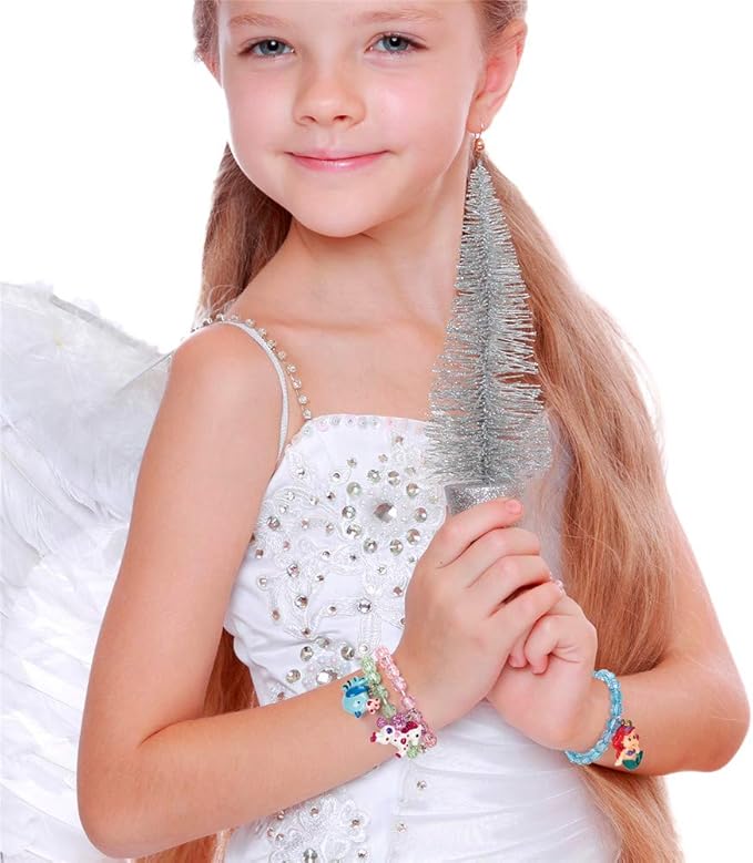 5pc Mermaid Bracelet, Unicorn Bracelet, Little Girl Animal Bracelets, Teens Kids Owl Pendant Beaded Bracelet Girl Party Favor Pretend Play Bracelet (Animal Bracelet)