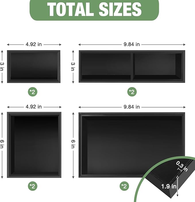 Bamboo Drawer Organizer Set, 8 PCS Multi-Use Wood Drawer Storage Boxes, Junk Drawer Organizer Divider Bins for Kitchen, Bathroom, Office Desk, Makeup, Jewelry, Utensils