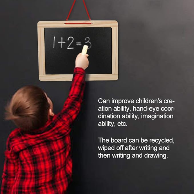 Chalkboard Set, Children Wooden Double Sided Hanging Magnetic Writing Drawing Board Drawing Art Black Board Educational Kids Toy