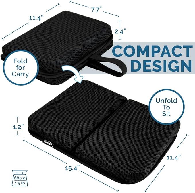 ComfiLife Ergo-Gel Airplane Seat Cushion – Travel Seat Cushion – Compact, Foldable, Portable Comfort