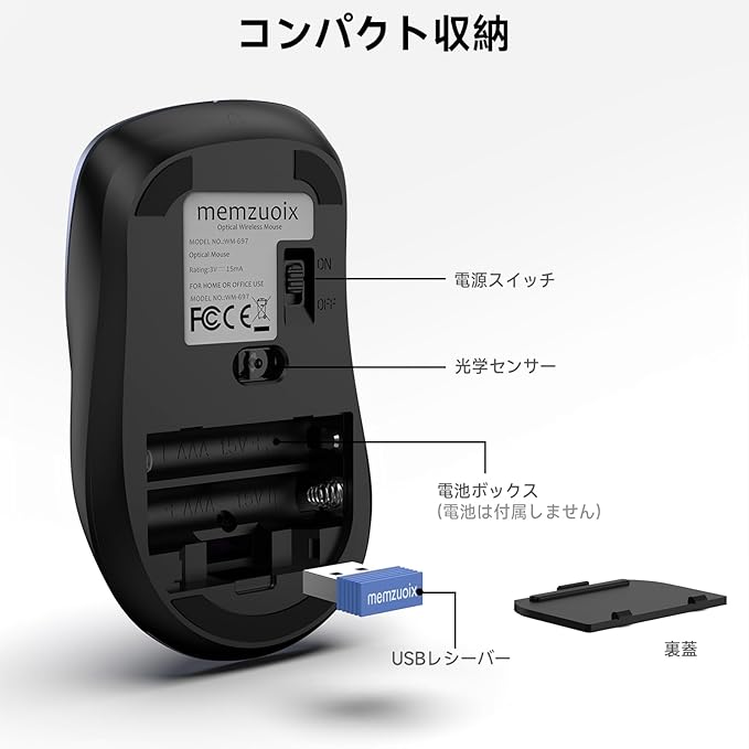 memzuoix 2.4G Wireless Mouse, 1400 DPI Mobile Optical Cordless Mouse with USB Receiver, Portable Computer Mice Wireless Mice for Laptop, PC, Desktop, MacBook, 5 Buttons (Navy Blue)