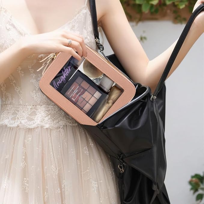 FFpaw Travel Clear Makeup Bag Set, TSA Approved Cosmetic Bag Case with Zipper Portable Makeup Pouch Toiletry Bag Women Traveling Cosmetic Organizer Storage Bag Car Organizer Car Essentials for Women