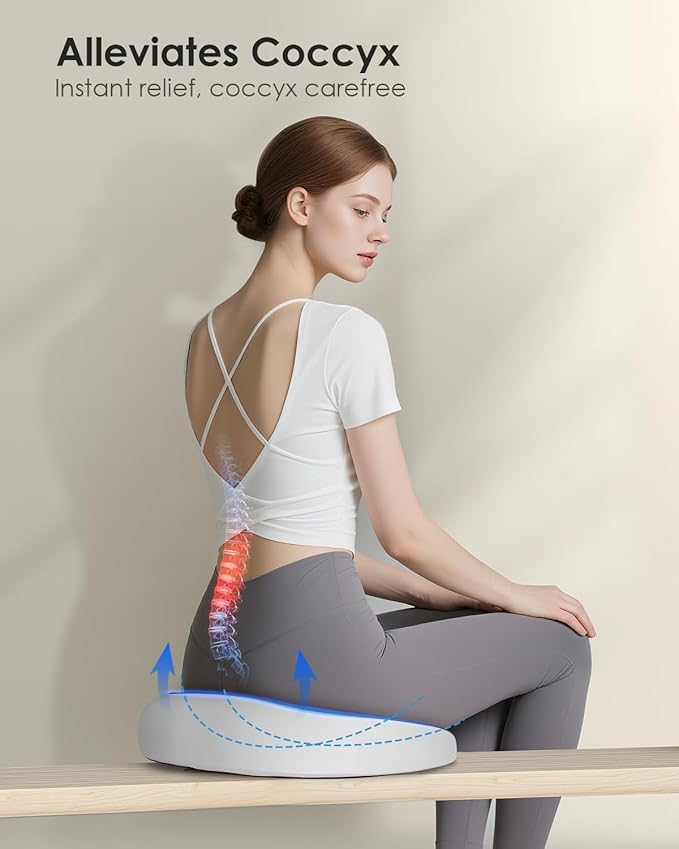 FLORICH Seat Cushion, Memory Foam Cushion for Office Chair, Ergonomic Office Seat Chair Cushion for Relieving Sciatica, Soft & Breathable Car Seat Cushion - Gray