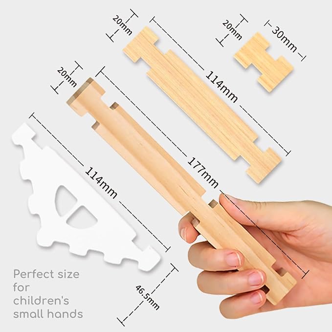 Jovi-mindly 96 PCS Wooden Blocks Wooden Toys with Storage Bag, Preschool Learning Toys Wood Blocks Building Toys for Kids Ages 4-8 Creative Construction Game,FSC Certified