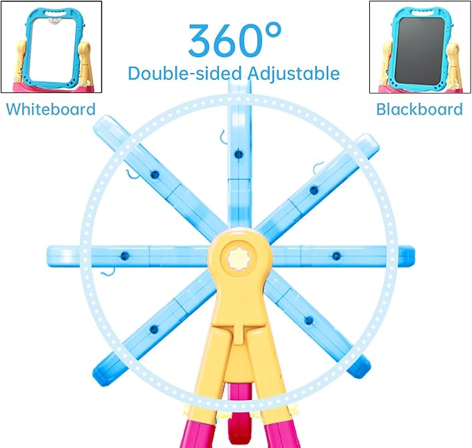 Art Easel for Kids with Magnetic Drawing Board, Double Sided Easel with Magnetic Letters & Numbers Easel, Adjustable Standing Easel for Toddler, Creative Play for Kids