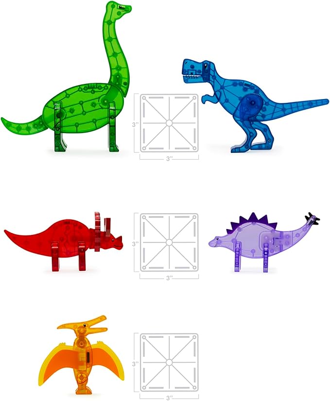 MAGNA-TILES Dinos 5-Piece Magnetic Construction Set, The ORIGINAL Magnetic Building Brand