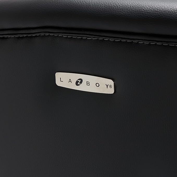 La-Z-Boy Delano Big & Tall Executive Office Chair, High Back Ergonomic Lumbar Support, Bonded Leather, Black with Mahogany Wood Finish