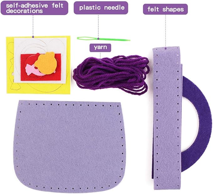 4 Pcs Toddler Arts and Crafts for Kids Ages 2 3 4 5 6 Years Old, Craft Kits for Sewing Sets, Preschool Educational Kids Toys Sewing Craft Kits for Kids DIY Art Craft Hand Play Set