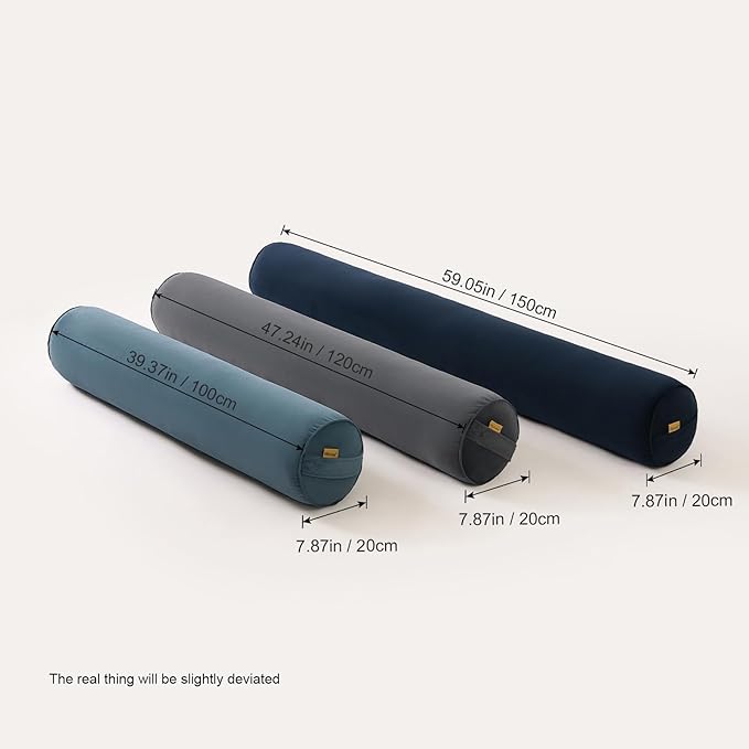 Bolster Pillow for Bed – Long Round Body Pillow for Adults, Cuddle Pillow for Sleeping, Full-Length Support,39.37 x 7.87 Inches,Charcoal Gray