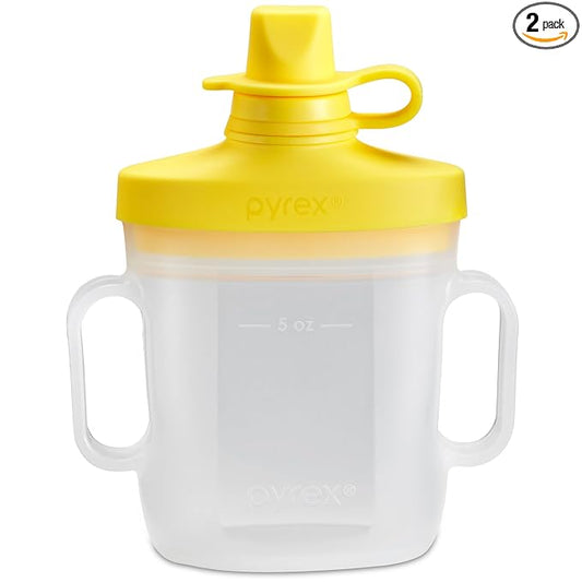 Pyrex Littles Sippy Cup 5 OZ Pouch, Silicone Baby Toddler Feeding Set, Airtight Leak-Proof BPA Free Non-Breakable Dishwasher Safe, Ages 6 Months +