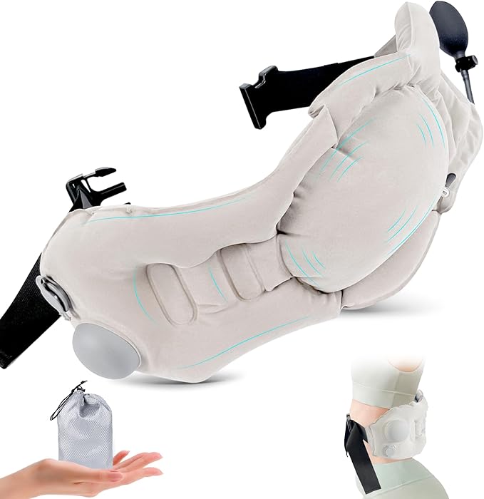 Inflatable Lumbar Pillow for Airplane Travel Lumbar Support Pillow for Office Chair/Car Seat Dual-Zone Adjustable Back Support for Reducing Lower Back Pain