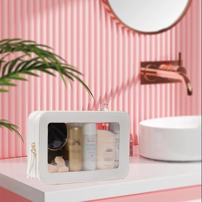 Clear Makeup Bag Small, TSA Approved Portable Toiletry Bag with Zipper Cosmetic Travel Bag Makeup Organizer Case Mini Makeup Pouch for Purse Car Organizer Bag for Women Men