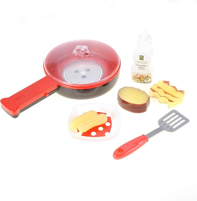 Electric Frying Pan Cooking Pot Play Set | Light, Realistic Sound Effects & Magic Color Changing Food | Ultimate Pretend Play Kitchen Toy