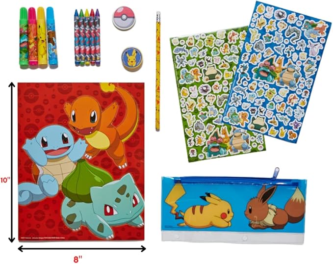 Innovative Designs Pokemon Kids Coloring Art and Sticker Set, 30 Pcs. & Craft Supplies with Pencil Case