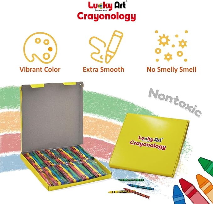Lucky Art 20 Sets of 5 Packs (100 count) Jumbo Size Crayons - Mini Crayon Packs Non-Toxic Crayons; Crayons in bulk for Kids Party Favors, School Supplies for Teachers & Travel Crayons