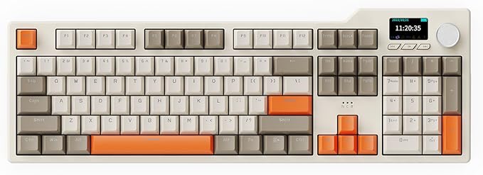 NACODEX AK35I V3 104 Keys RGB Gasket Mount Mechanical Keyboard | Amazing 8000mAh Bluetooth /2.4G /Wired PC Gaming Custom Keyboard with Five Layer Pad | Knob Control | Cherry Profile PBT Keycaps