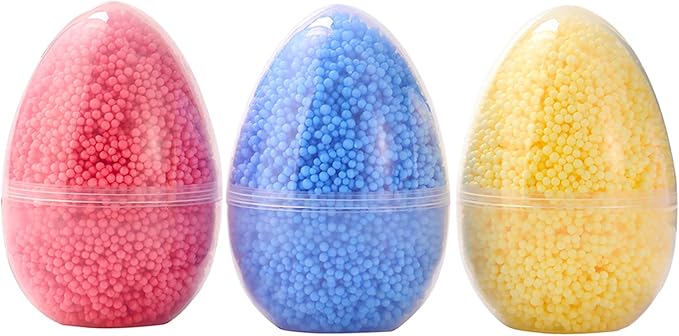 3 Colors Floam Clay Eggs, Foam Modeling Clay Supplies Toys Foam Beads Play Kit, DIY Educational Art Craft for Boys Girls, Kindergarten Preschool Creative Toys
