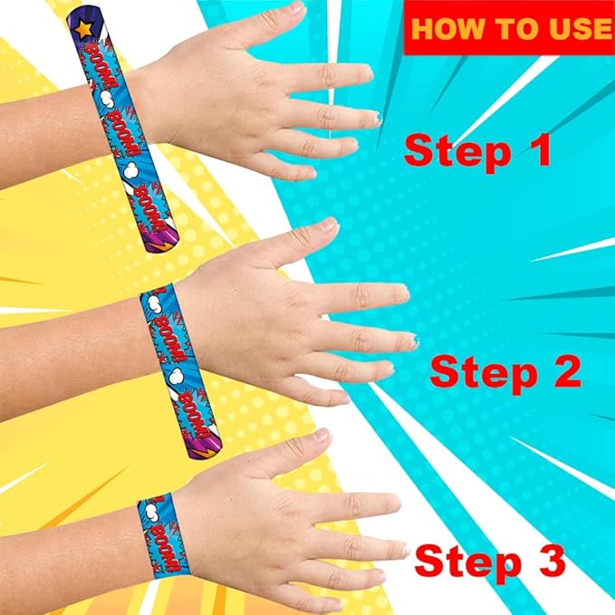 48PCS Super Hero Party Favors Slap Bracelets, Super Hero Wristbands Bracelets Goodie Bag Fillers for Super Hero Birthday Decorations Supplies for Kids
