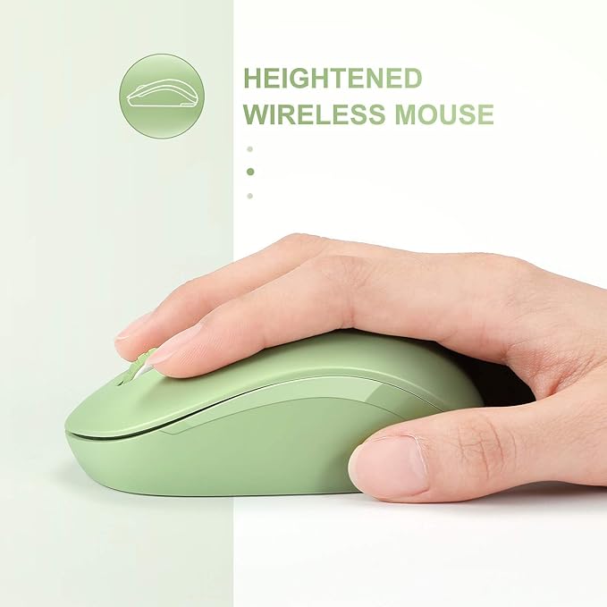 seenda Wireless Mouse, 2.4G Noiseless Mouse with USB Receiver Portable Computer Mice for PC, Tablet, Laptop with Windows System (Olive Green)