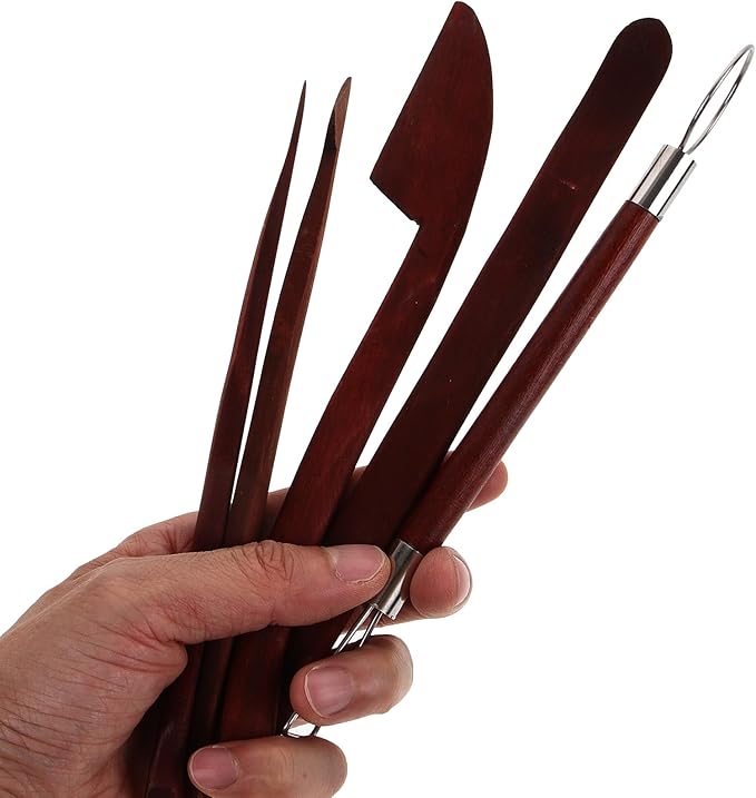 EXCEART 5pcs Ceramics Tools Pottery Kit Kids Tools Wood Tools Wood Carving Tools Wooden Pottery Tools Wooden Carving Kit Wooden Sculpting Tools Clay Modeling Bamboo Child