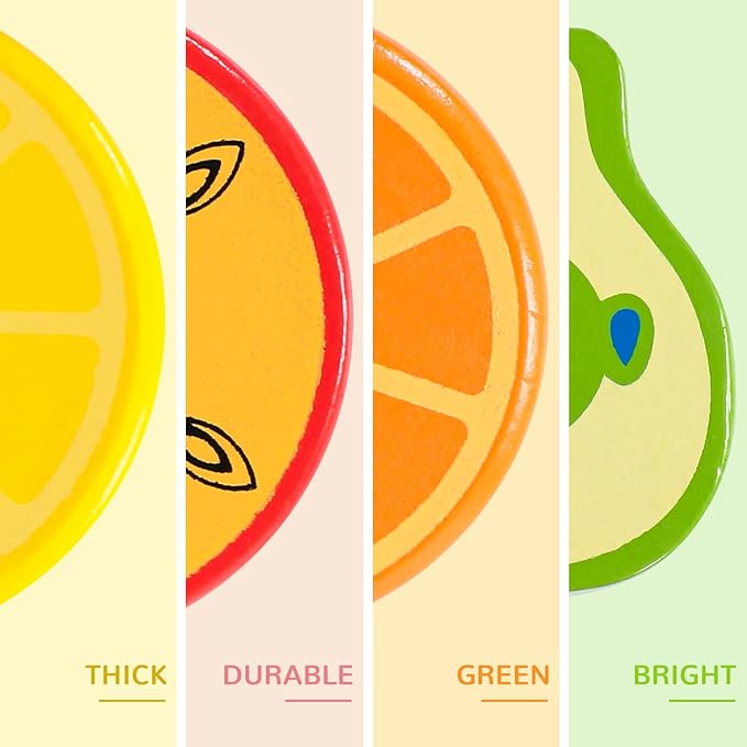 Fajiabao Wooden Play Food Set for Kids Kitchen Montessori Toddlers Toys 1-3 Pretend Cutting Fruit Educational Birthday Gifts for Girls Boys 2 3 4 Year Old