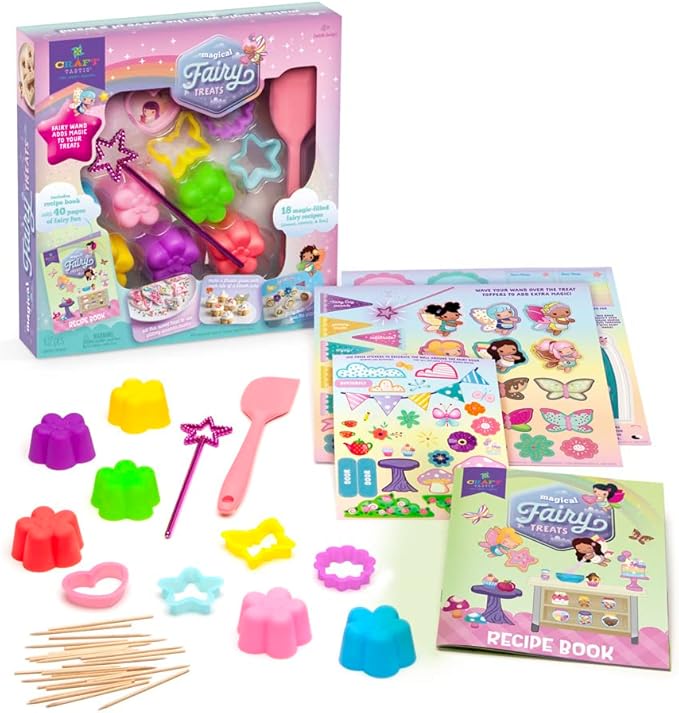Craft-tastic – Create Your Own Magical Fairy Treats – Includes 40 Page Recipe Book Featuring 18 Fun & Easy-to-Make Recipes, Cookie Cutters, Silicone Cupcake Liners, Spatula, Magic Wand, and More!