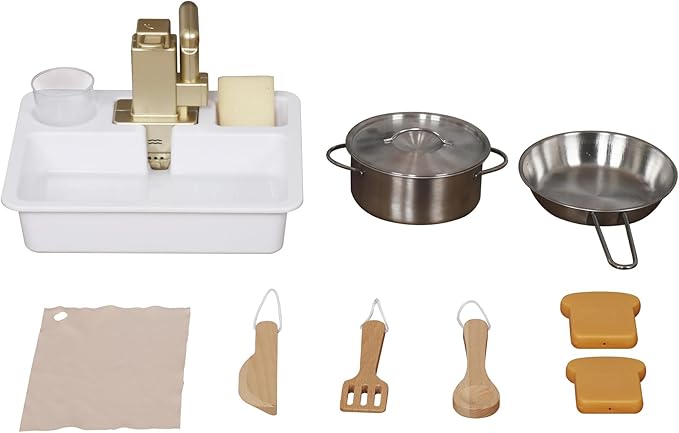 Large Wooden Corner Play Kitchen Sets with Ice Maker,Water Dispenser,Bread Maker,Washing Machine,Electronic Display,Toy Sink with Running Water,Stove with Light&Sounds, Birthday Gift for 3+Boys Girl