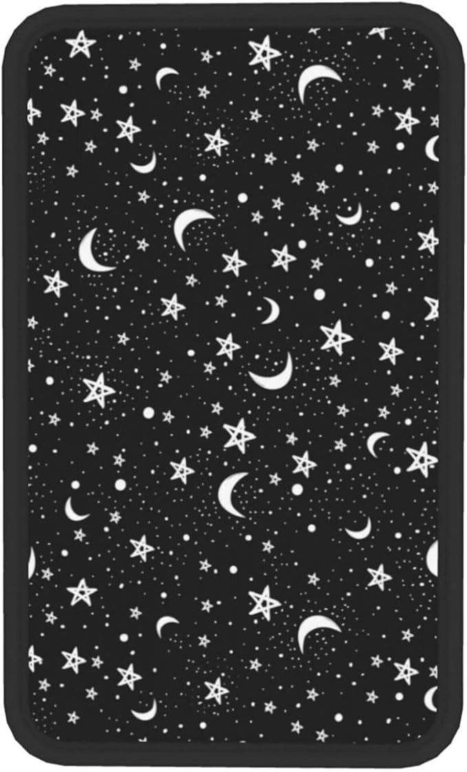 DORKEIXIA Black and White Moon Star Auto Center Console Armrest Pad Universal Car Center Console Cover Seat Box Cover for Sedan, Van, SUV, Truck Car Accessorie