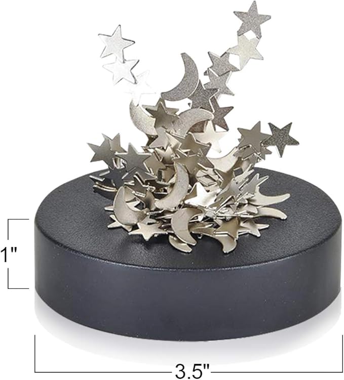 ArtCreativity Magnetic Moons & Stars Sculpture (Set of 2) Fun Office Desk Accessories, Stress-Relief Magnet Fidget Toys for Adults, Stocking Stuffers and Educational Development Toys for Kids