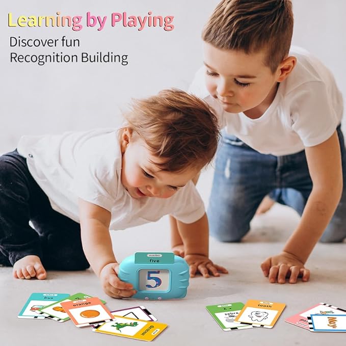 Educational-Toys with Music, ABC Talking-Flash-Cards with 252 Sight Words, Number, Preschool-Learning-Activities, Pocket Speech for Toddler Ages 1-6 Boys and Girls, Birthday/Easter Gifts, Blue