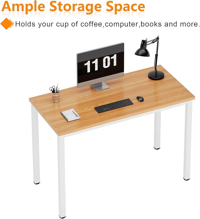 Need Computer Desk 39.4 inches Computer Table Writing Desk Workstation Office Desk, Teak White