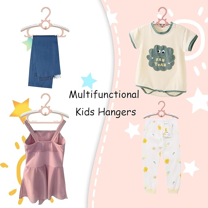 Baby Hangers for Nursery Closet, Infant Hangers Extendable and Non-Slip for Newborn Toddler Kids Clothes,11"-14.6" Adjustable Children Coat Pant Hanger for Girl and Boy Nursery Must Have (40pcs Pink)