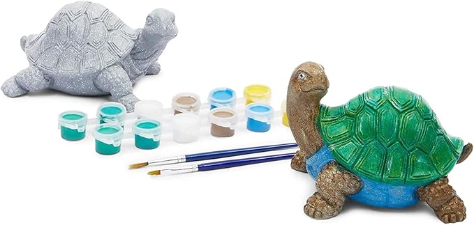 Bright Creations Turtle Rock Painting Kit with 12 Paint Pods, 2 Paint Brushes, and 2 Turtles (2 Sets, 16 Pieces)