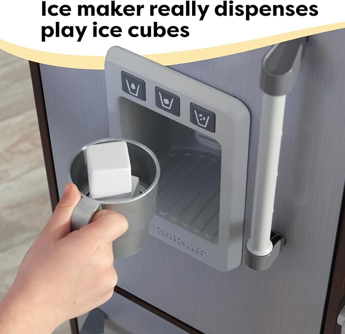 KidKraft Uptown Elite Espresso Play Kitchen with EZ Kraft Assembly™, Lights and Sounds, Working Ice Maker and Click and Turn Knobs, Gift for Ages 3+