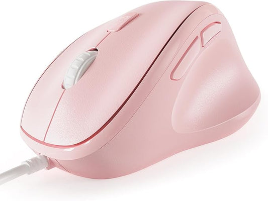Micropack Ergonomic Mouse Wired for Laptop, PC Computer and Desktop, Ergo Mouse Vertical with Silent Clicks, Up to 3200 DPI Adjustable Mouse Sensitivity, Pink