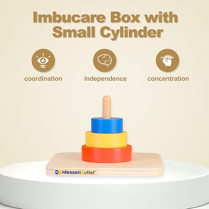 MONTESSORI OUTLET 3 Colored Discs on Vertical Dowel for 0-3 Years Montessori Education at School and Home