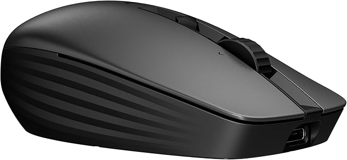 HP 710 Rechargeable Silent Mouse - for Computer or Laptop, Type USB-C Batteries - Multi-OS/Device Compatible - Bluetooth or 2.4 GHZ Dongle - 6 Programmable Buttons - Ambidextrous (6E6F2AA#ABL, Black)