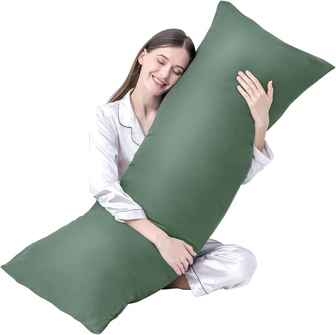 DOWNCOOL Large Body Pillow Insert- Breathable Full Body Pillow for Side Sleeper - Soft Long Bed Pillow for Adults - 20 x 54 inch (Green)