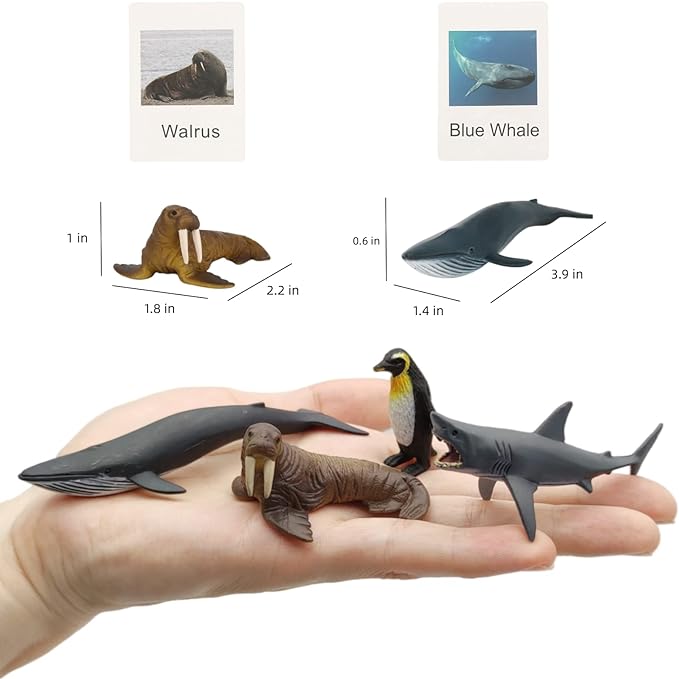 24 Small Animal Figurines Learning & Education Toys, Plastic Realistic Zoo Jungle Safari Sea Ocean Animal Figures, Preschool Learning Activities Matching Game Science Toys
