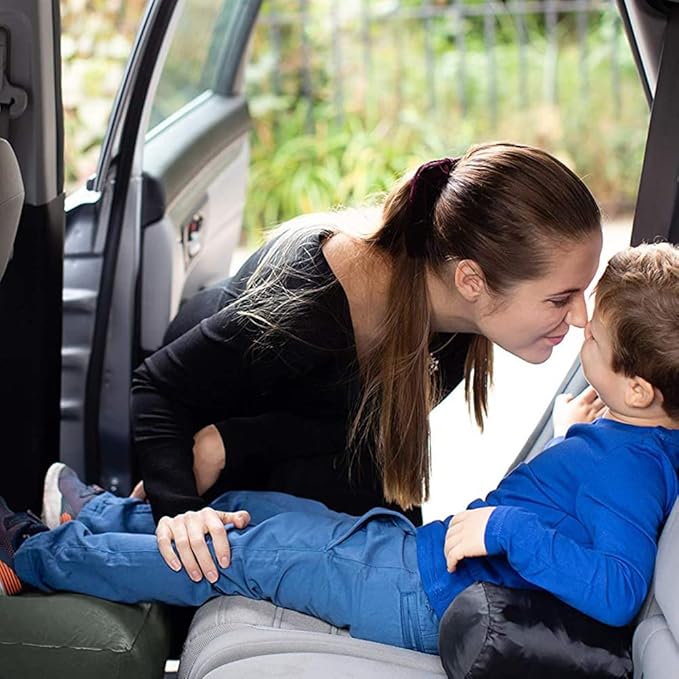 Travel Foot Rest Pillow, Portable Inflatable with Double Hand Pump Adjustable Three Layers Height Pillow for Foot Rest on Airplanes,Cars,Buses,Trains,Office Kids to Sleep on Long Flights (dark gray 2)