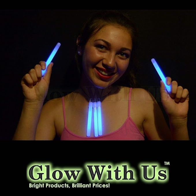 Glow Sticks Bulk Wholesale, 500 4” Blue Glow Stick Light Sticks. Bright Color, Kids Love Them! Glow 8-12 Hrs, 2-Year Shelf Life, Sturdy Packaging, GlowWithUs Brand…