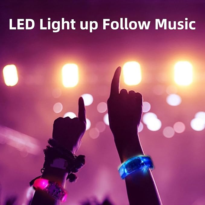 Glow in the Dark Bracelets - Music & Sound Activated Glow Bracelets for Kids & Adults with Flashing LED Strobe, Perfect Party Favors for Birthdays, Concerts, and Glow in the Dark Themed Parties 7Pcs