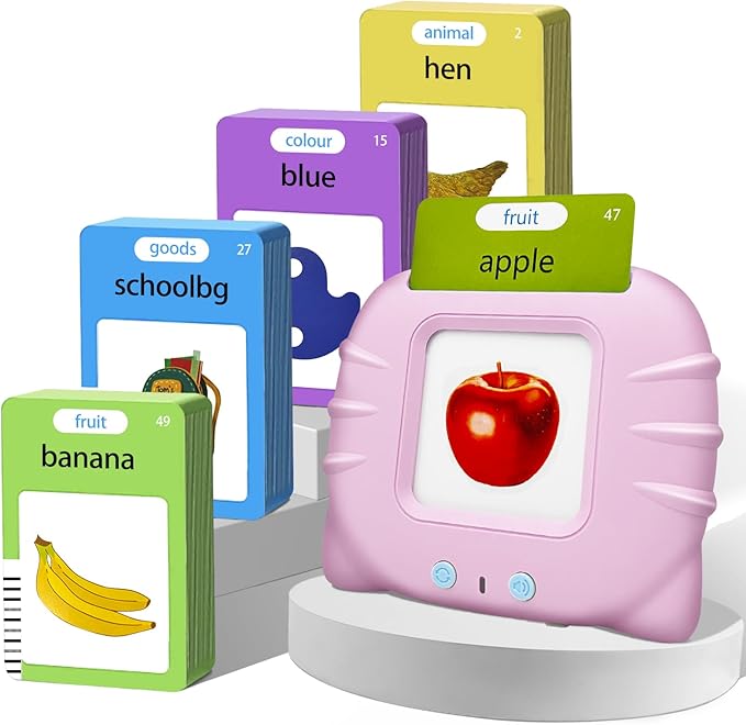 Talking Flash Cards for Toddlers, 224 Common Words, Language Therapy, Sensory Interactive Toy for Autism, Educational Learning Gift for Boys and Girls Ages 1-5