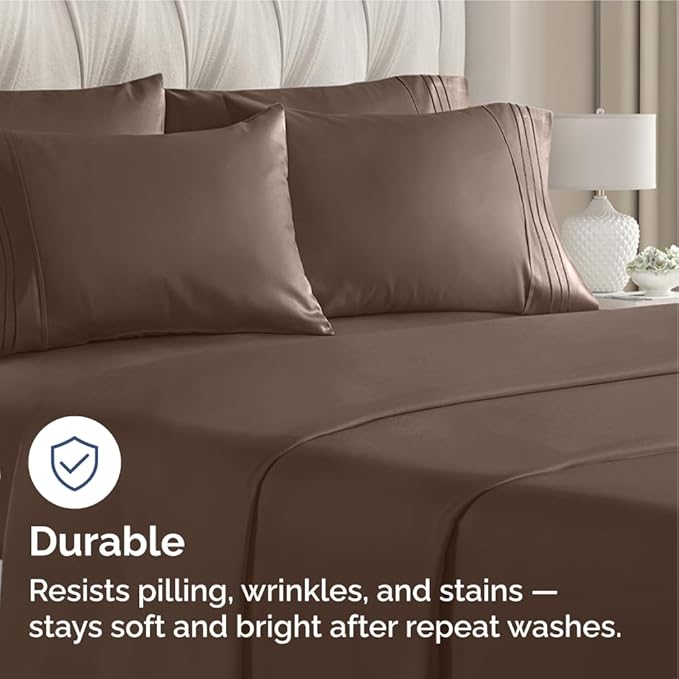 King Pillow Cases Set of 8 - Ultra Soft Hotel Quality Pillowcase Covers - Comfy & Wrinkle Free - Shrink, Stain and Fade Resistant - Easy-Care, Machine Washable Pillow Protectors - 8 Piece Set - Brown