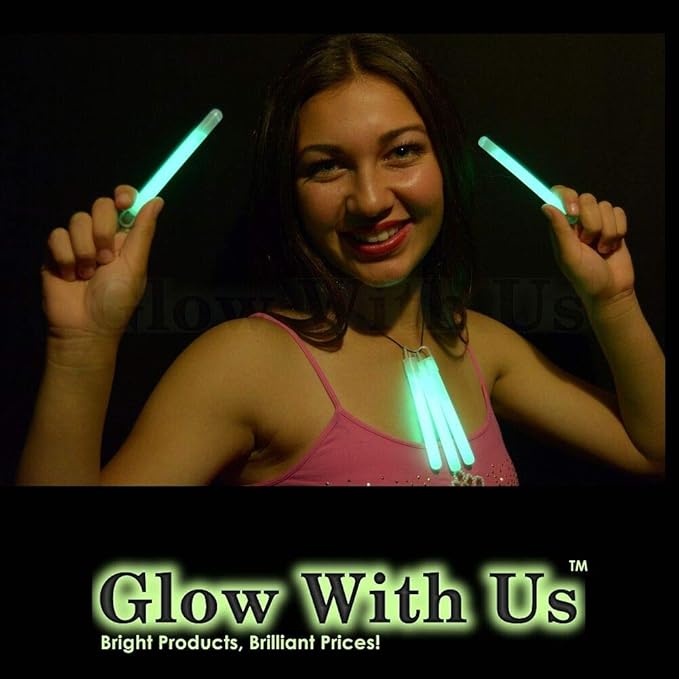 Glow Sticks Bulk Wholesale, 50 4” Green Glow Stick Light Sticks. Bright Color, Kids Love Them! Glow 8-12 Hrs, 2-Year Shelf Life, Sturdy Packaging, GlowWithUs Brand