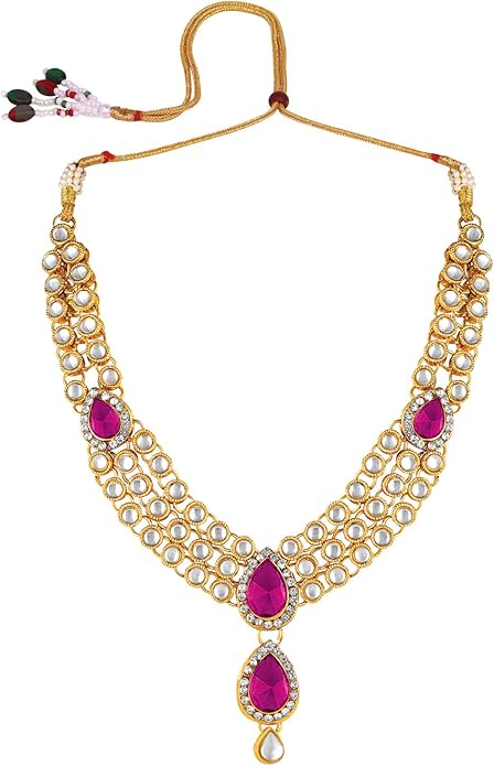 Aheli Indian Traditional Bollywood Kundan Maang Tikka Earrings Necklace Set Ethnic Jewelry Gift for Women Green Blue