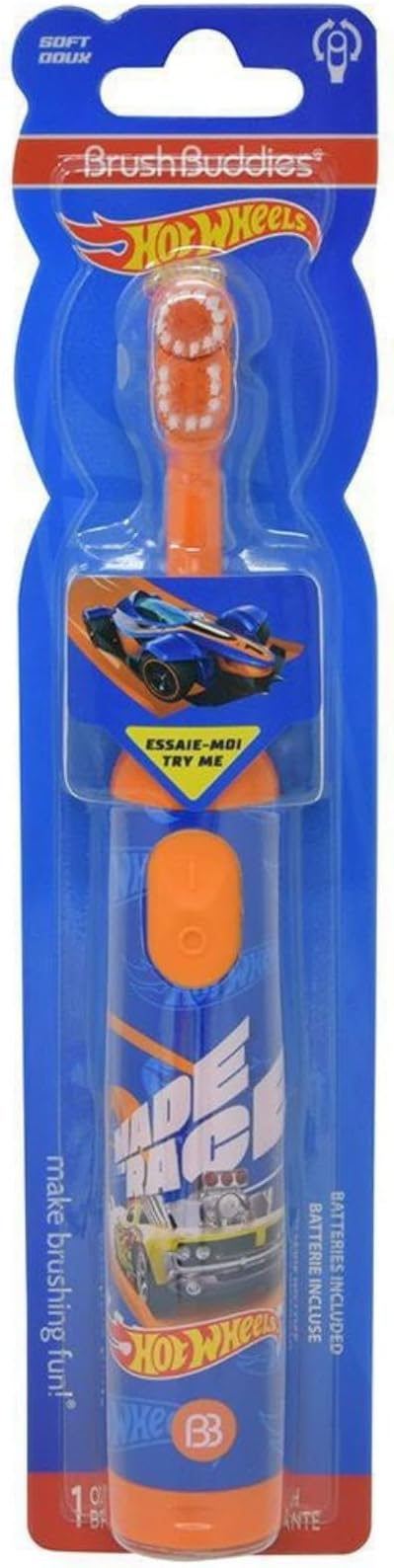 Brush Buddies Hot Wheels Electric Toothbrush, Kids Electric Toothbrushes, Battery Toothbrush, Toddler Electric Toothbrush for Kids 4-7