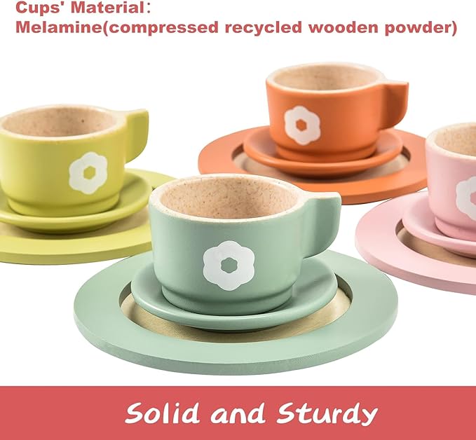 Giant bean 27PCS Wooden Toy Plates and Dishes for Kitchen Set, Wooden Play Kitchen Accessories for Girls and Boys, Montessori Toys, Christmas Birthday Gift for Kids